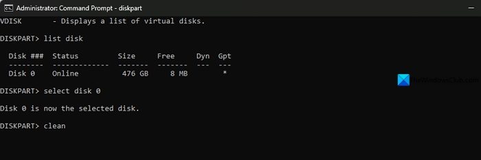 wipe a disk