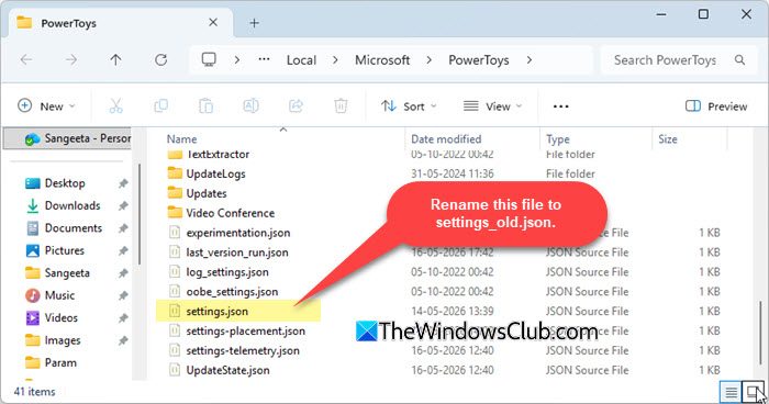 Delete corrupted PowerToys settings files
