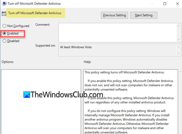 Disable Defender using Group Policy Editor Disable Defender using Group Policy Editor