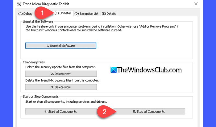 Disable Trend Micro antivirus