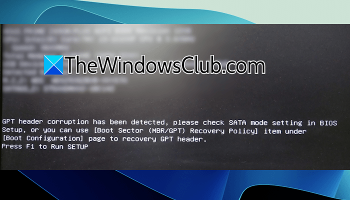 GPT header corruption has been detected