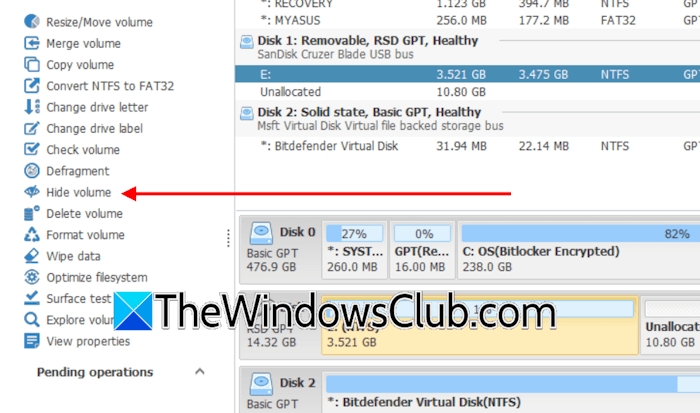 Hide volume with NIUBI Partition Editor