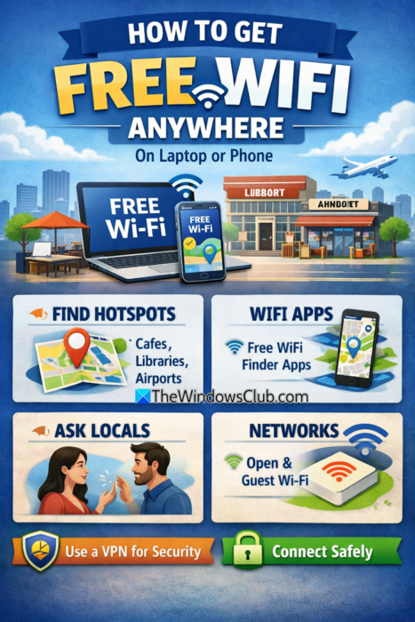 How to get free WiFi anywhere on laptop or phone