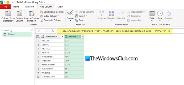 Power Query Results Power Query Results