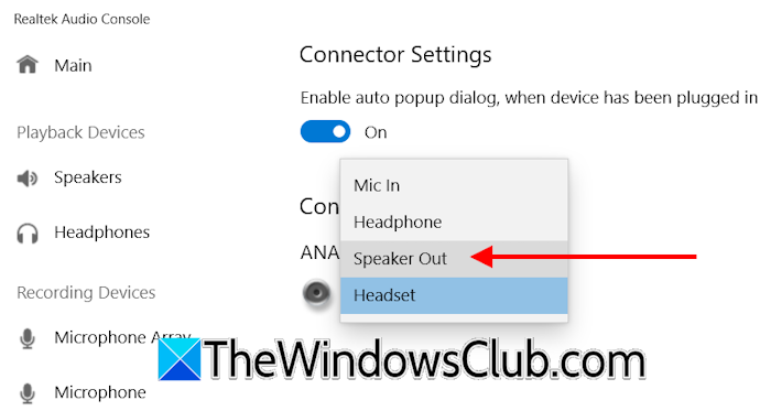 Realtek Audio Console settings