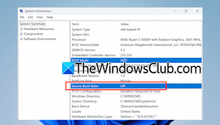 Secure Boot OFF in System Information ON in BIOS