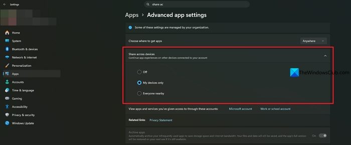 Share across devices Windows