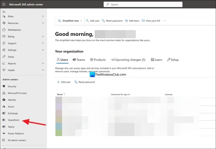 SharePoint in Microsoft 365 admin center