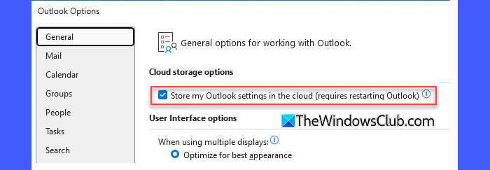 Store my Outlook settings in the cloud Store my Outlook settings in the cloud