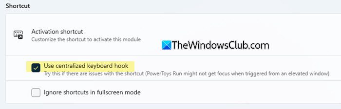 Use centralized keyboard hook