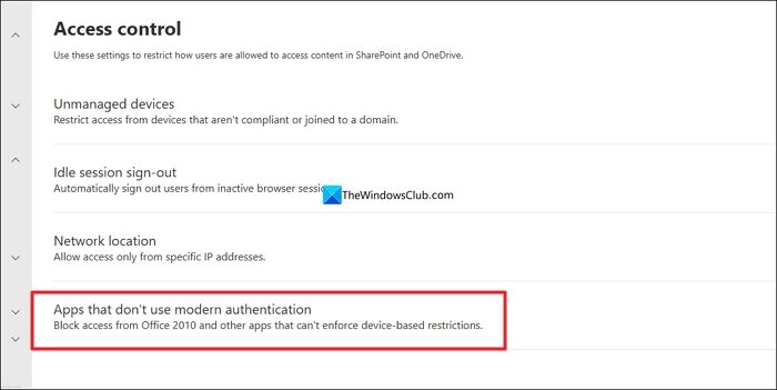 access control settings on SharePoint