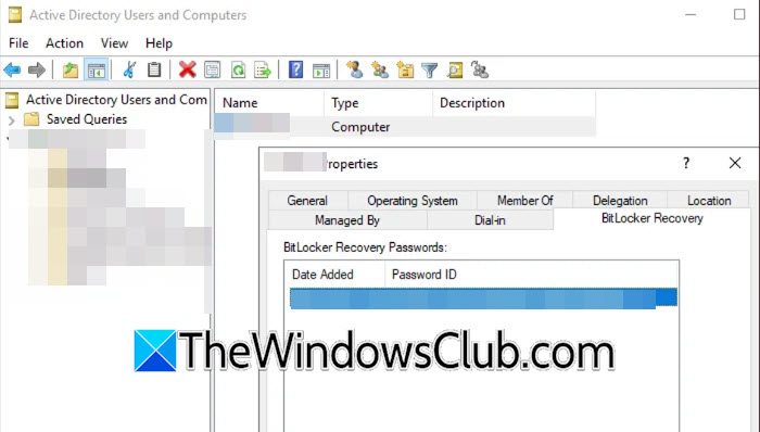 Active Directory not showing BitLocker recovery key tab