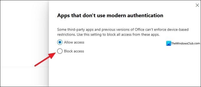 block access on old authenticated apps