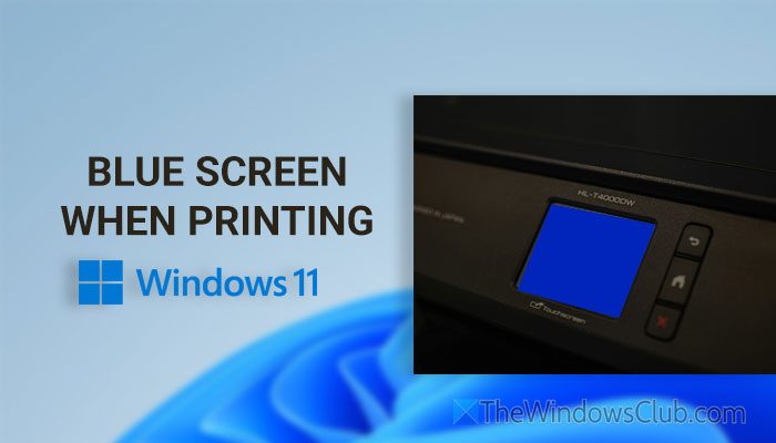 Blue screen on printer when printing on Windows 11