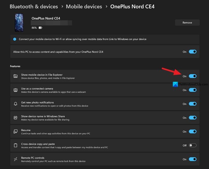 disable mobile in file explorer