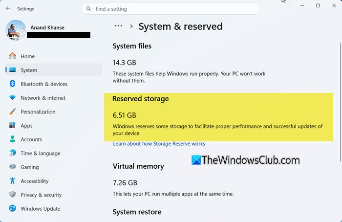 enable or disable Reserved Storage on Windows