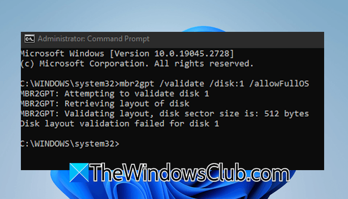 index 1 disk layout validation failed index 1 disk layout validation failed