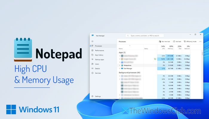 Notepad high CPU and Memory usage