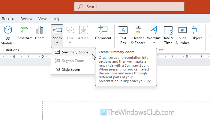 PowerPoint Section Zoom not available