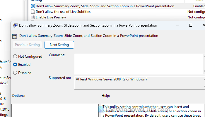 PowerPoint Section Zoom not available