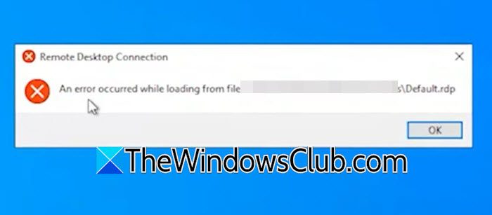 Remote Desktop unable to open connection file