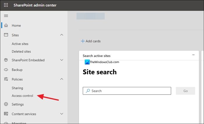 sharepoint admin center policies
