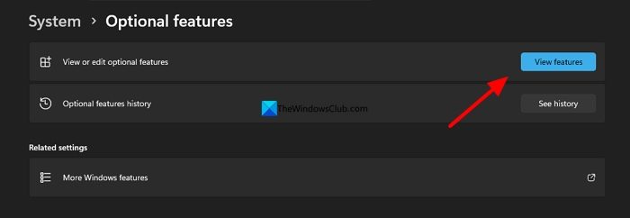 view features on Optional features