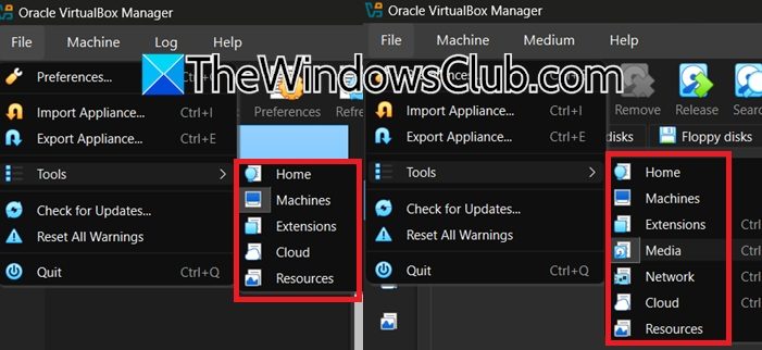 Virtual Media Manager not showing in VirtualBox