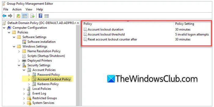 Account Lockout Policy Account Lockout Policy