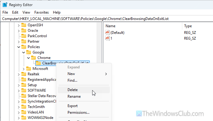 Clear cookies and site data when you quit Chrome missing