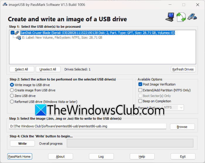 Create MemTest86 Bootable USB