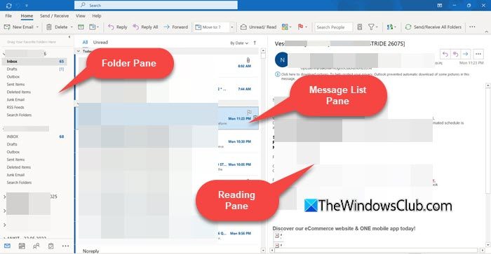 Different Panes in Outlook Different Panes in Outlook