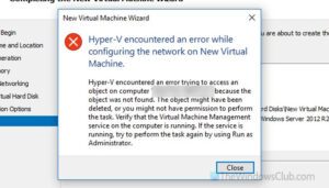 warning: network error while downloading 'https: ... Hyper-V encountered an error while configuring the network