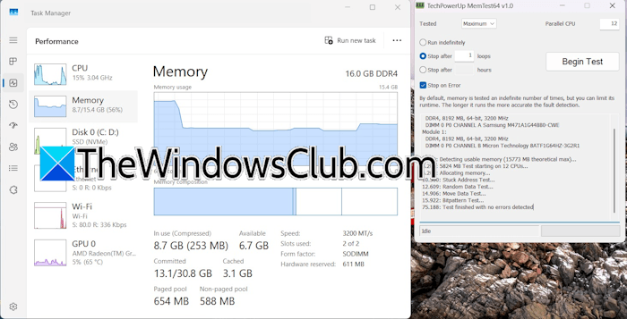 MemTest64 RAM test