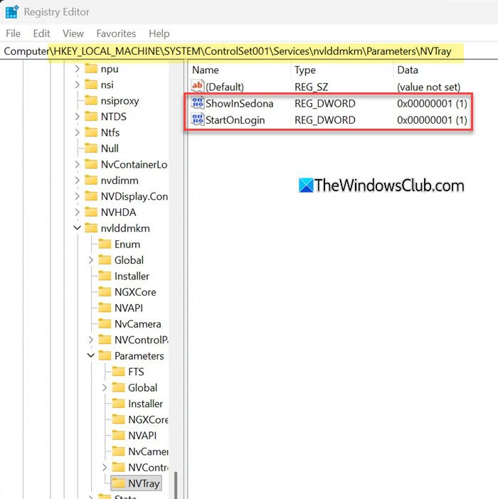 NVTray registry NVTray registry