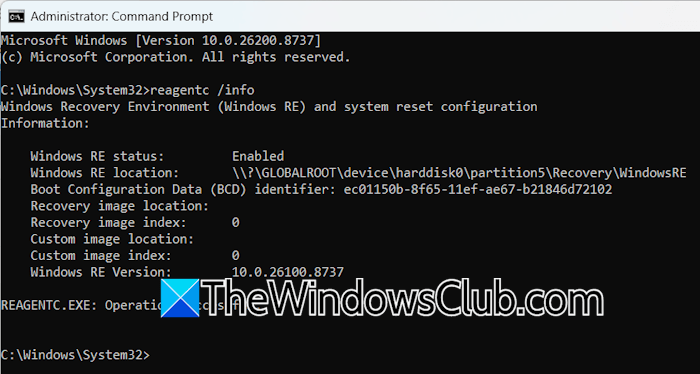 Recovery Partition status