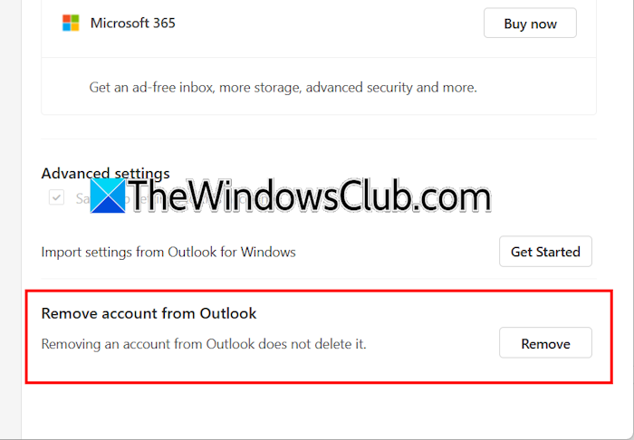 Remove account from New Outlook app Remove account from New Outlook app