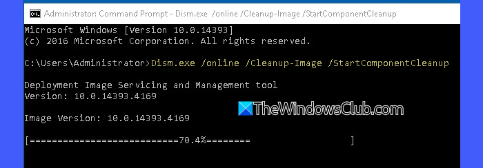 Run StartComponentCleanup Run StartComponentCleanup