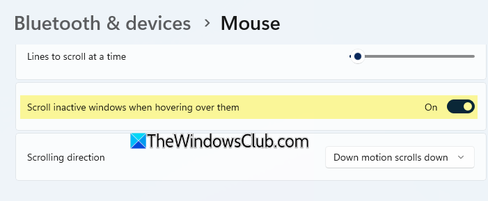 Scroll inactive windows when I hover over them