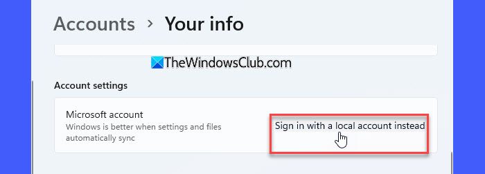 Sign in with a local account Sign in with a local account