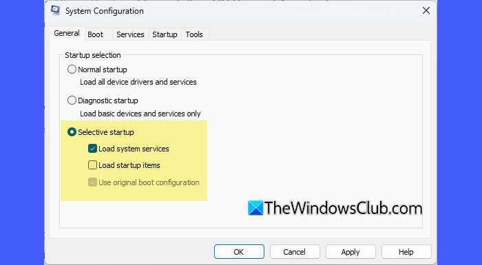 System Config window