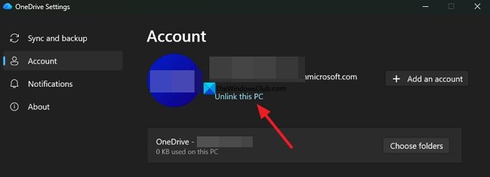 Unlink PC OneDrive