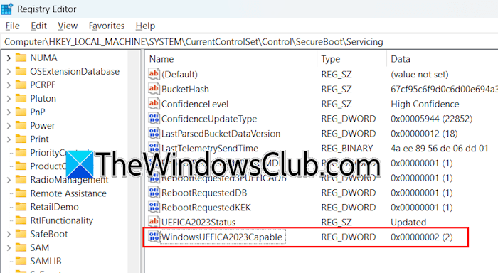 WindowsUEFICA2023Capable registry value