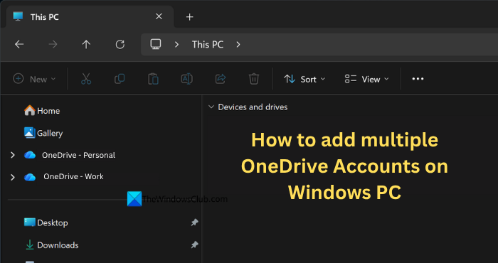 add multiple OneDrive Accounts on Windows