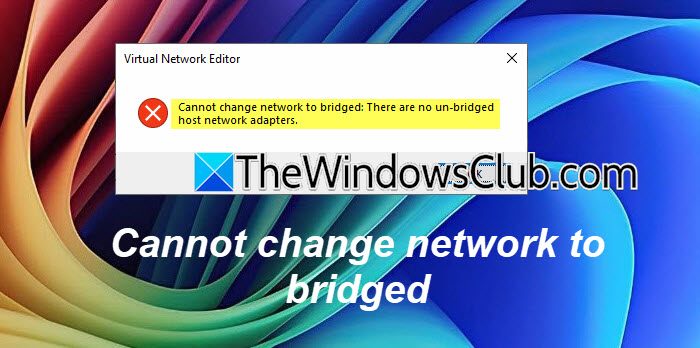 VMware cannot change network to bridged