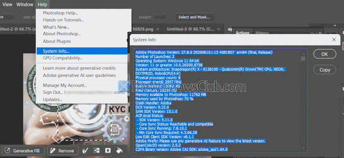 check system info photoshop check system info photoshop