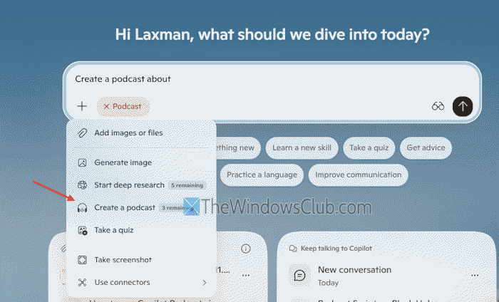 create audio podcast copilot create audio podcast copilot