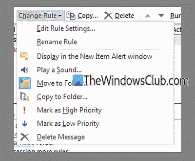 edit rule settings ms outlook