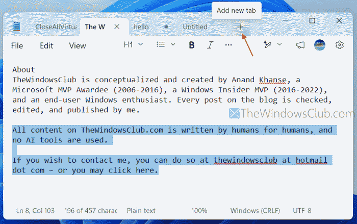 notepad features in windows