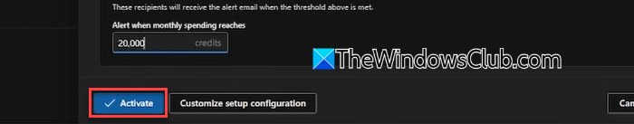 Activate default policy Activate default policy